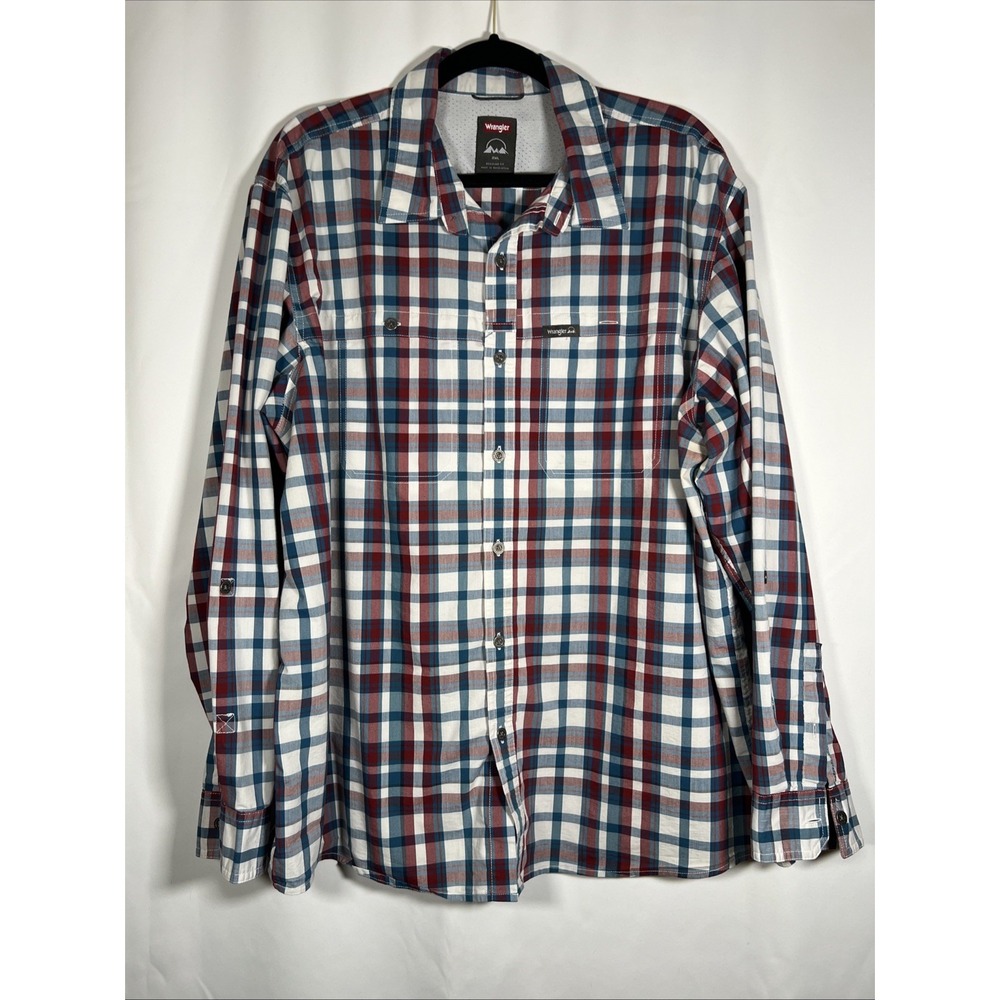 Wrangler Men's Long Sleeve Regular Fit Plaid Button Up Size 2XL Western Workwear